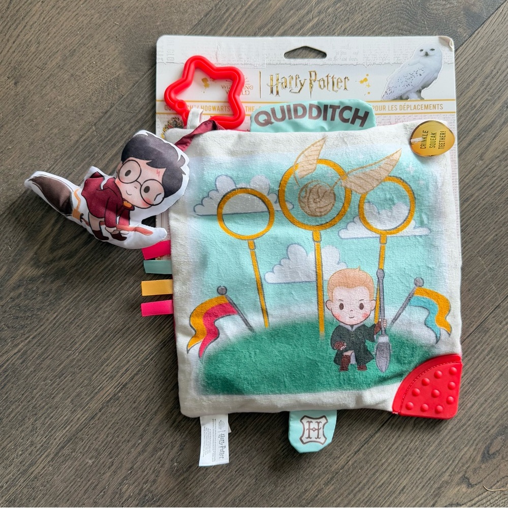 Harry Potter Quidditch Baby “ Hogwarts on the go crinkle square” teether toy